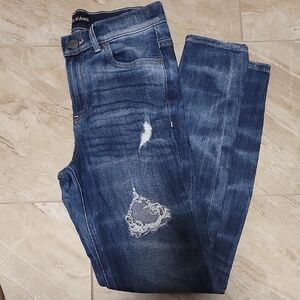 Express Dark Blue Distressed Skinny Jeans